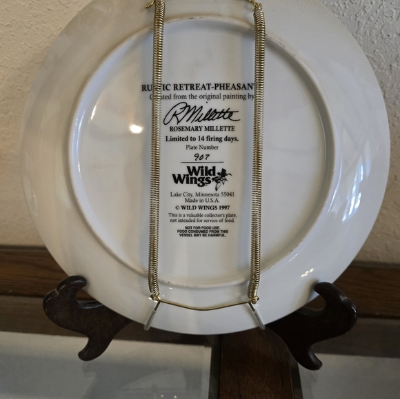 Vintage 1997 by Wild Things - Rustic Retreat Pheasant collector's plate. - Picture 2 of 10